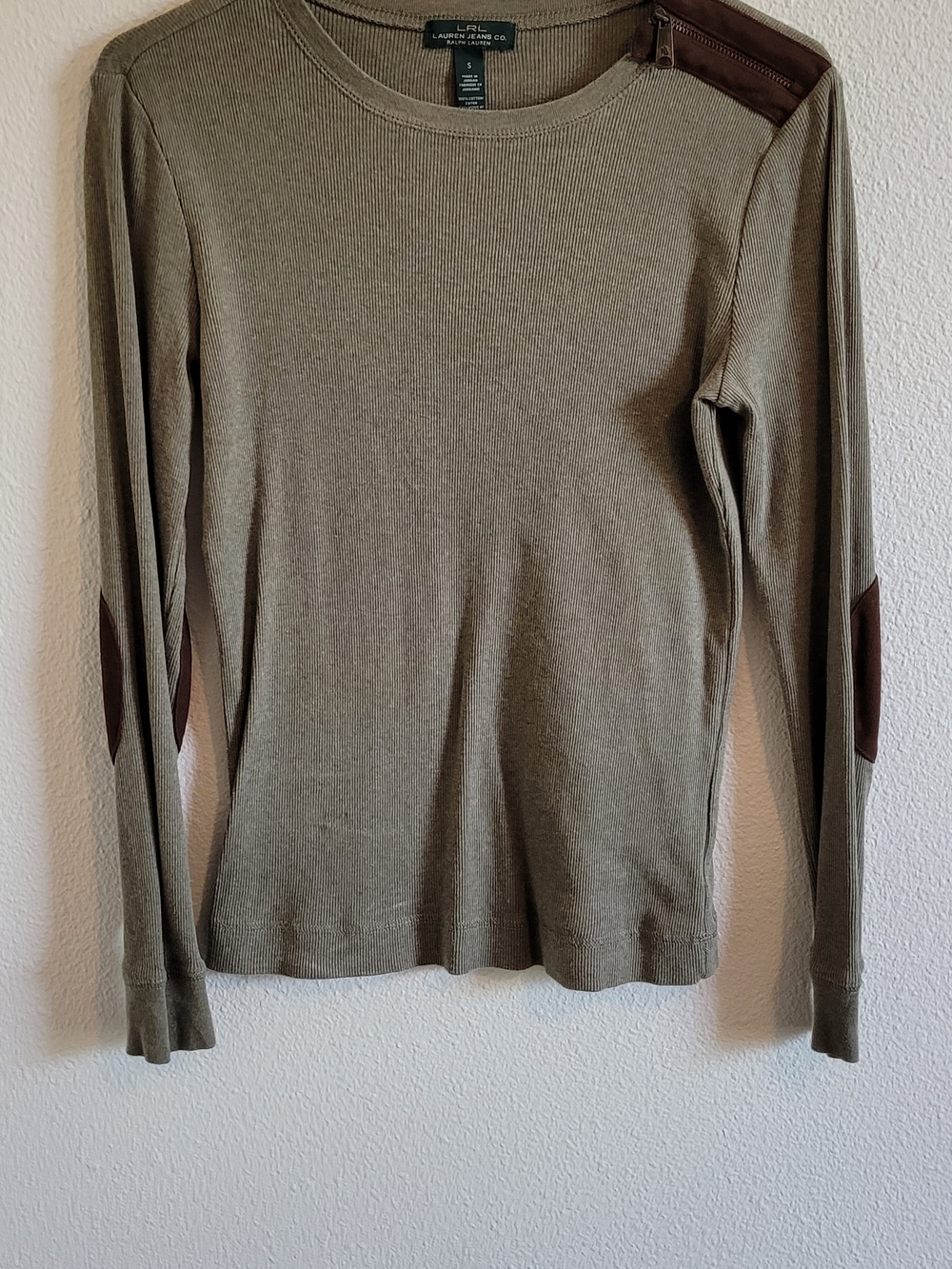 LAUREN Ralph Lauren Olive Green Ribbed Long Sleeve Sweater #121